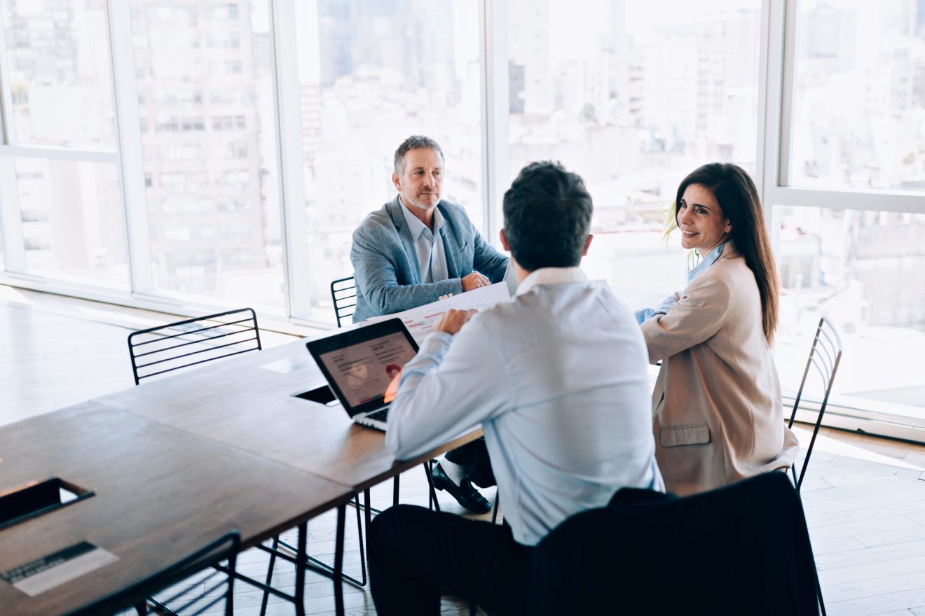 Team meeting in bright room