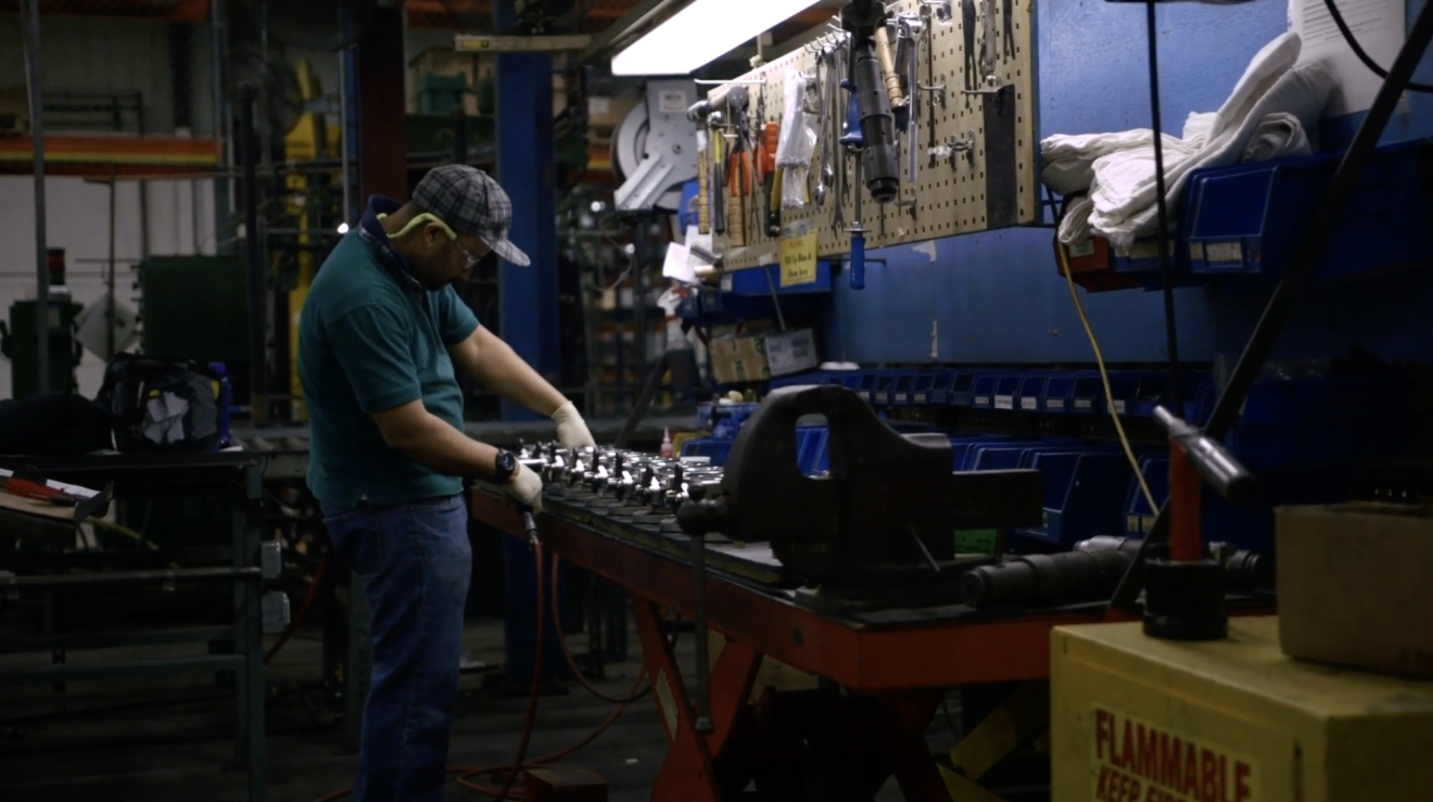 Man in a workshop manufacturing